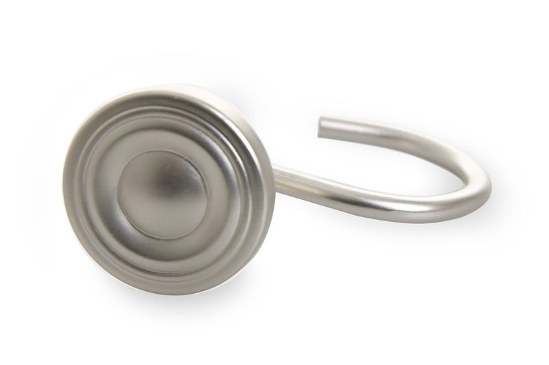 BINO | Shower Curtain Hooks - Brushed Nickel - Set of 12 | Hooks Shower Curtain | Shower Curtain Rings Hooks | Rust Proof Shower Curtain Hooks | Bathroom Shower Hooks For Curtain | Bathroom Essentials